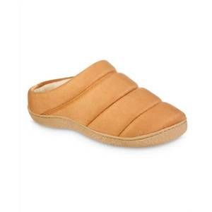 NEW ISOTONER men's microsuede puffer comfort hoodback slippers in buckskin